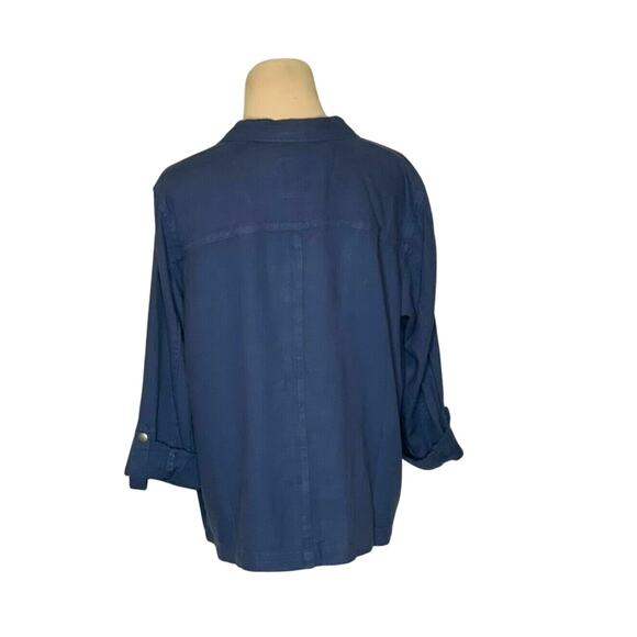 Style & Co Blue Roll Tab Sleeves zipper Jacket size M - Picture 2 of 8